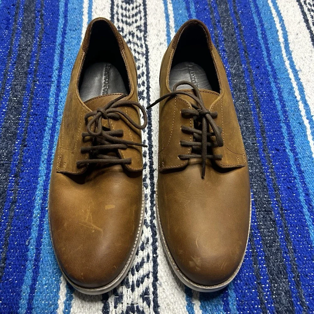 Franco Fortini Men's 10.5 Brown Leather Lace Up Dress Casual Shoes Oxford